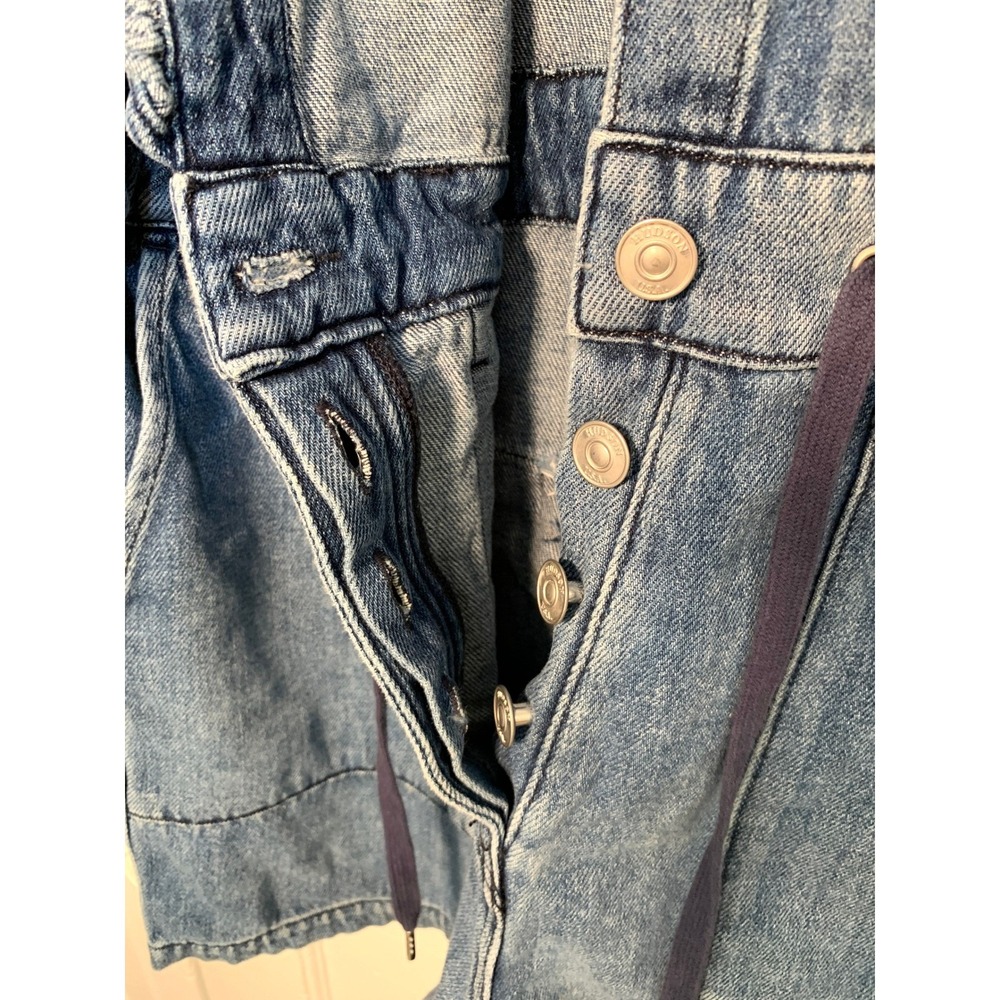 Hudson Jeans Blue Denim M Utility Romper Drawstring Ruffle Collar Long Sleeves - Picture 13 of 16
